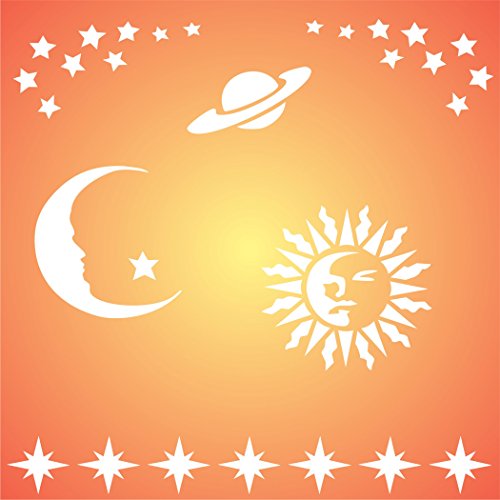 Celestial Stencil, 8.5 X 8.5 Inch (L) - Mix Media Layering Sun Moon Stars Stencils For Painting Template #TOP6
