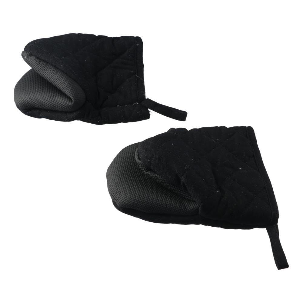 1 par de guantes cortos para horno con lazo para colgar, fáciles de almacenar, guantes de horno de silicona con superficie antideslizante, mini guantes multiusos para hornear barbacoa (negro) 6