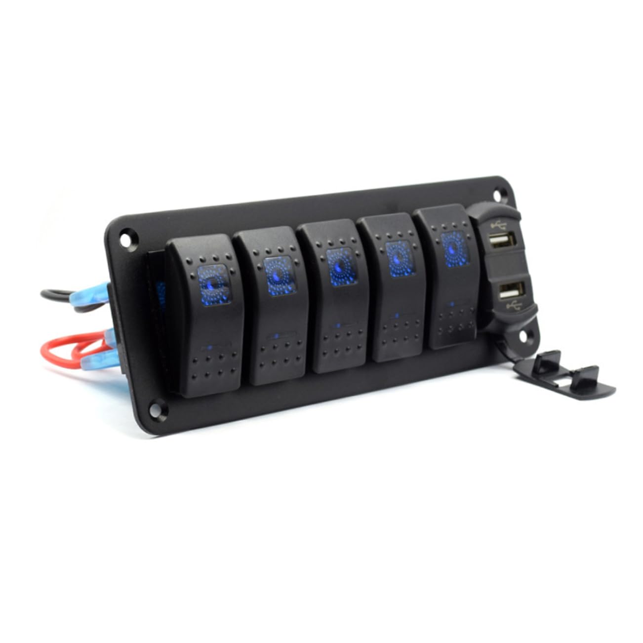 Professional Gang Boat Switch Panel Panel USB Ports Voltage Display Fit for Auto Bus Ship