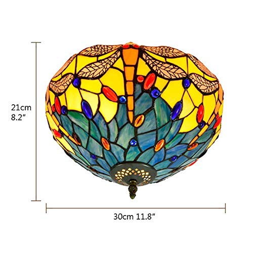 Luz de Techo E27 Azul Vidriera Antigua Libélula de 30 cm 8