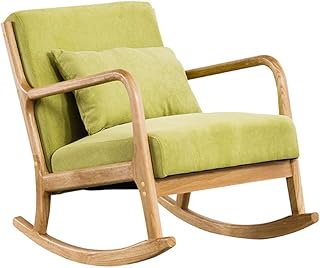 Mecedoras para guardería, con cojín para Interior, Mecedora de Madera Simple, Adecuada para relajación, enfermería, Mecedora con Respaldo de Ocio Perezoso (Color: Amarillo, Tamaño: 81 cm * 66 cm * 78