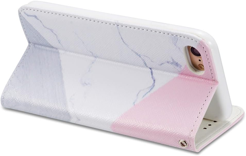 ZCDAYE Wallet Case for iPhone 6/6S,iPhone 6/iPhone 6S Cover,PU Leather [Granite Marble Natural Stone Textured Pattern][Magnetic Closure][Card Slots] Soft TPU Stand Cover for iPhone 6/6S - White
