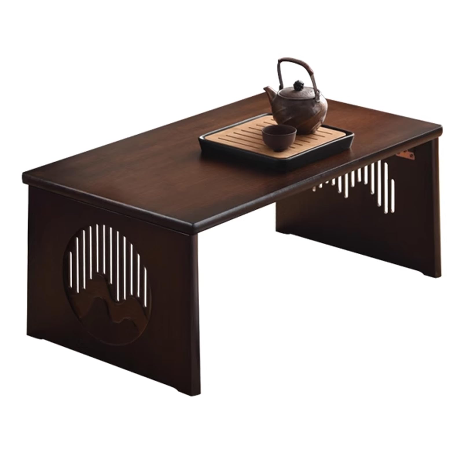 Table à manger japonaise en bambou pour des repas conviviaux sur tatami