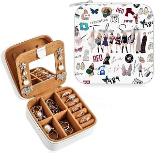 Huipalon Travel Jewellery Box Gifts for Music Lovers Small Jewellery Box with Mirror Travel Jewelry Organizer for Necklaces Earrings Rings Music Lover Gifts for Fans