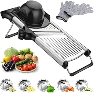 ADOV Mandoline Slicer Professional, Stainless Steel Blade Vegetable Cutter with Safety Hand Gloves, Adjustable Kitchen Mandolin Julienne Food Slicer for Potato Onion Tomato Cabbage Fruits Veg Slicing