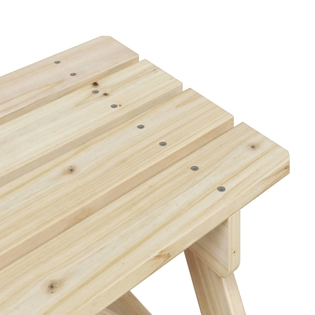 Tavolo da picnic per 4 bambini con ombrellone in legno di abete massiccio, tavolo da giardino per terrazza, balcone, giardino, stabile tavolo da esterno con piano e struttura, ideale per