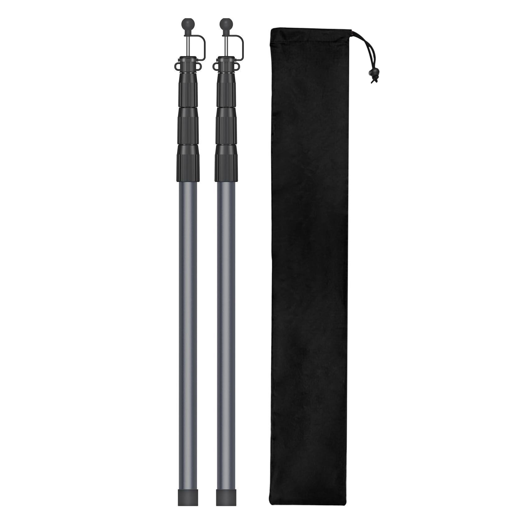 KOMCLUB Zeltstange teleskop 2er Set, Aufstellstange Teleskopstangen Stützstange aus Alu in unterschiedlichen Längen von 210/250cm für Zelt, Tarp, Sonnensegel oder Plane