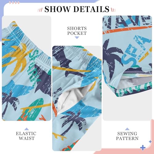 Retro Shark Wave Boys Long Pants Soft Trousers Elastic Waist Kids Lounge Bottoms with Pockets S-XL4