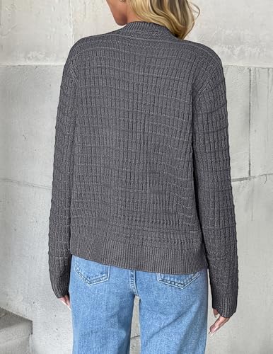 Image of Zeagoo Women's 2026 Cardigan Sweaters Button Down Crew Neck Open Front Long Sleeve Knit Cropped Jackets