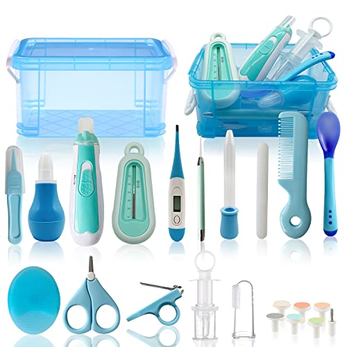 Baby Grooming Kit, 25 In 1 Baby Healthcare And Grooming Kit, Baby Electric Nail Trimmer Set Newborn Nursery Health Care Set For Newborn Infant Toddlers Boys Girls Shower Gifts (0-3 Years+) (Blue) #TOP3