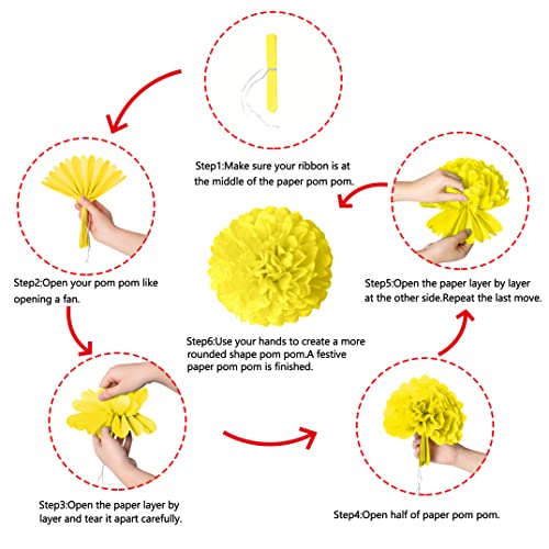 Image of Moon Boat 35PCS Party Decorations Paper Fan Hanging Set - Birthday,Baby Shower,Lemon,Sunflower Theme Decor (Yellow)
