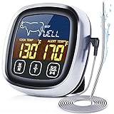 Digital Meat Thermometer for Cooking, 2021 Upgraded Touchscreen LCD Large Display Instant Read Food Thermometer with Backlight, Long Probe, Kitchen Timer, Cooking Thermometer for Oven, BBQ