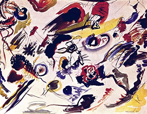 Aquarelle abstraite par Kandinsky toile de maître haute définition 58 x 90 cm