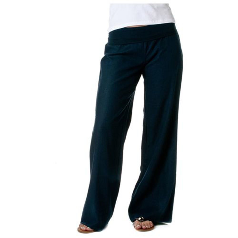 Solid Foldover Linen Pants Lt