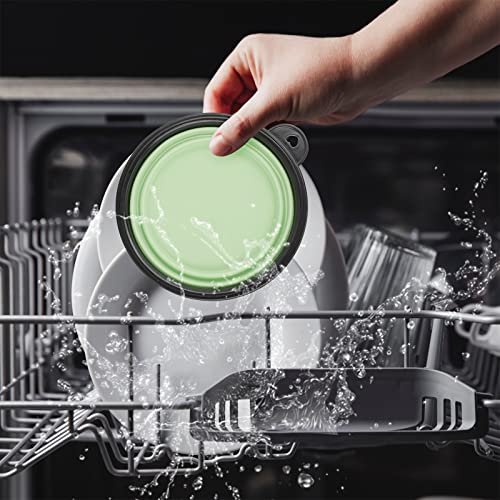 Image of SLSON Plastic, Dog Bowl Pet Collapsible Bowls, 2 Pack Collapsible Dog Water Bowls, Portable Pet Feeding Watering Dish 2 Carabiners (Small, Fairy Pink+Sprout Green, 12.7 X 9 X 5.5 Cm)