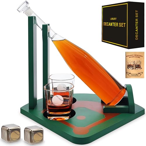 LuxuryBar Baseball Gifts Whiskey Decanter Set, 25.4oz Whiskey Decanter Sets