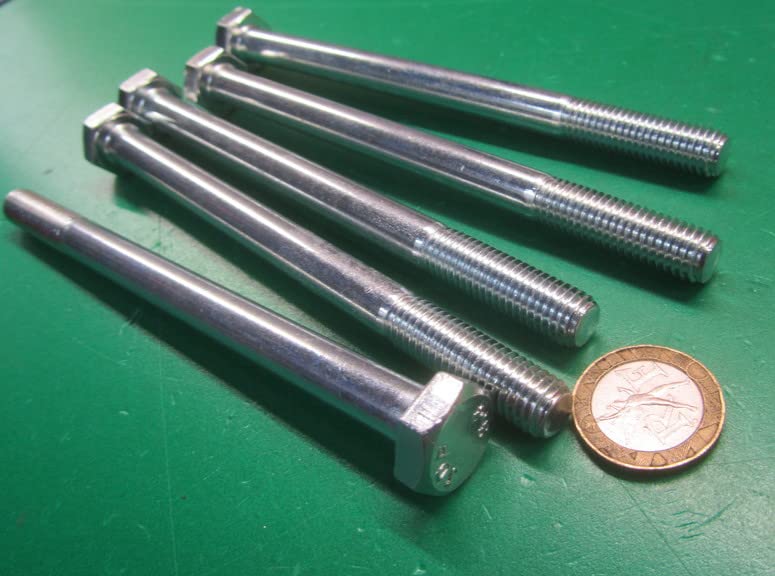 8.8 Zinc Steel Bolts PT M10 x 1.5 mm x 140 mm Long 5 pcs
