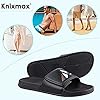 Knixmax Women Sliders Comfort Aqua Slide Sandals Beach & Pool Shoes Adjustable Strap Open Toe Summer Slippers Hook & Loop B Black 5/6UK - 38/39EU #4