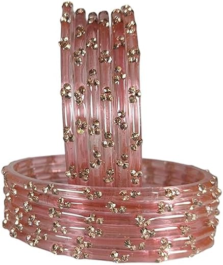 BANGLESKART Glossy Glass Bangles Set For Women &amp; Girls with Zircon Diamond Stone | Trendy Transparent Crystal Glass Bangle...