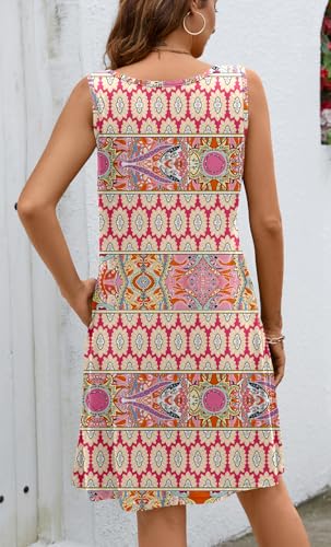 Image of Ladlop Summer Dresses for Women 2026 Beach Loose Casual A Line Dress Sleeveless V-Neck Sundress with Pockets