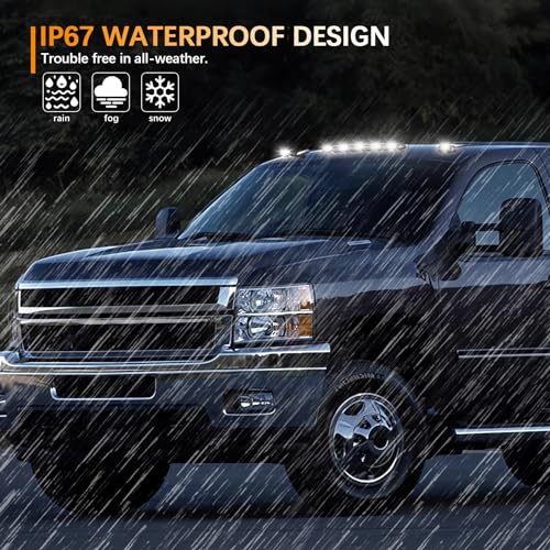 AMEXMART 3X LED Cab Maker Lights Smoke Lens White Cab Roof Top Clearance Running Light Compatible with Silverado/Sierra 1500 2500 2500HD 3500 3500HD 2014 2500HD 3500HD 2007-2013 (White) by AMEXMART - Image 4