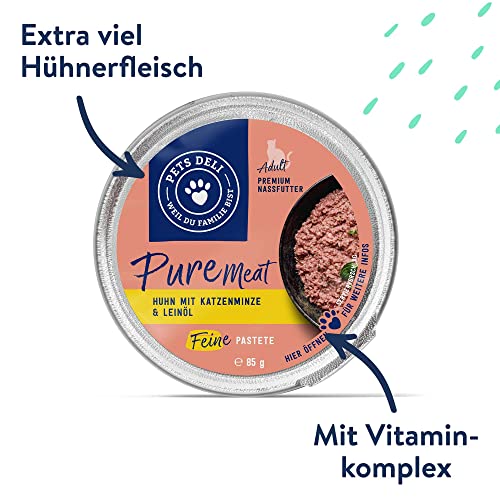Pure Meat Nassfutter für Katzen | Huhn mit Katzenminze | 12 x 85g