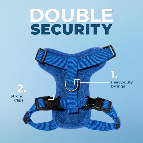 Image of Voyager Escape-Proof Step-in Lock Cat Harness & 5ft Neoprene-Handle Leash Set All-Weather Mesh with Reflective Stitching for Small to Large Cats by Best Pet Supplies, Royal Blue, XXS