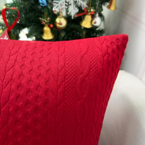 Booque Valley Throw Pillow Covers, Pack of 2 Super Soft Elegant Modern Embossed Patterned Red Cushion Covers Decorative Stretchy Pillow Cases for Sofa Bed Car Chair, 20 x 20 inch(Red) by Booque Valley - Image 3