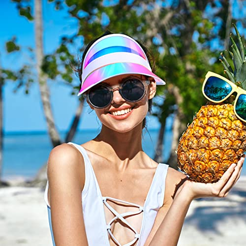 12 Pieces Sun Visor Hats Adjustable Beach Golf Cap Clear Visor Hats For Women Men Uv Protection Translucent Hat For Outdoor (Silver, Purple, Blue) #TOP4