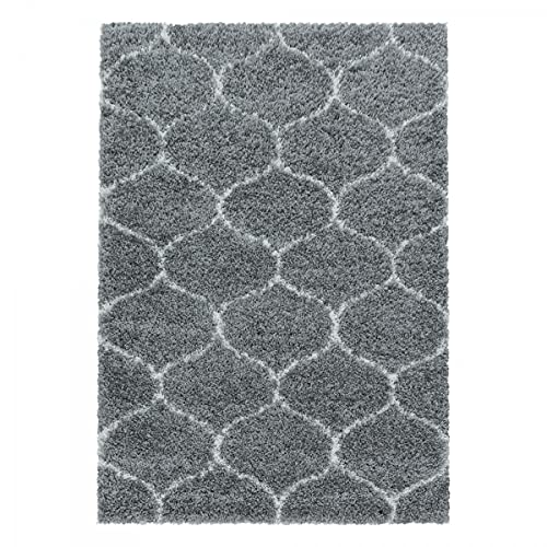 Tapis design à poils longs jacquard gris 240 x 340 cm - 3