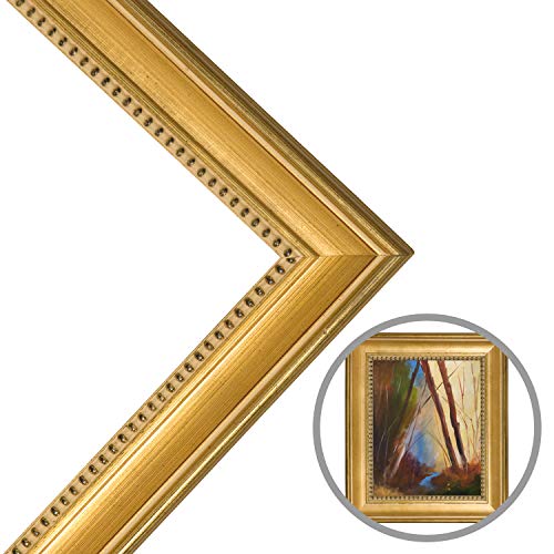 Classique 55 Gold Leaf Solid Wood Art Frame Ready Made 2" Width and 1/4" Rabbet for Canvas, Traditional Artwork, and Portraits - [18" x 24"]