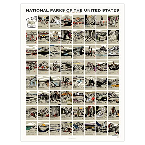Pop Chart | National Parks of the United States Scratch-Off Map | 12' x 16' Scratch-Off Wall Decor | Track Your Travels to All 63 Parks With This Bucket List Scratch-Off Map | 100% Made in the USA