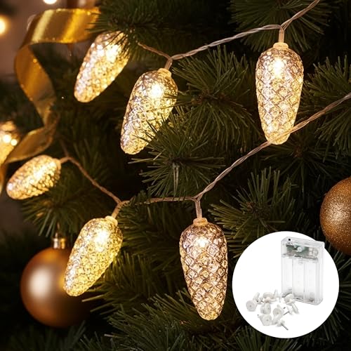 CozyHome Weihnachtslichterkette Tannenzapfen - 5 Meter & 20 LED...