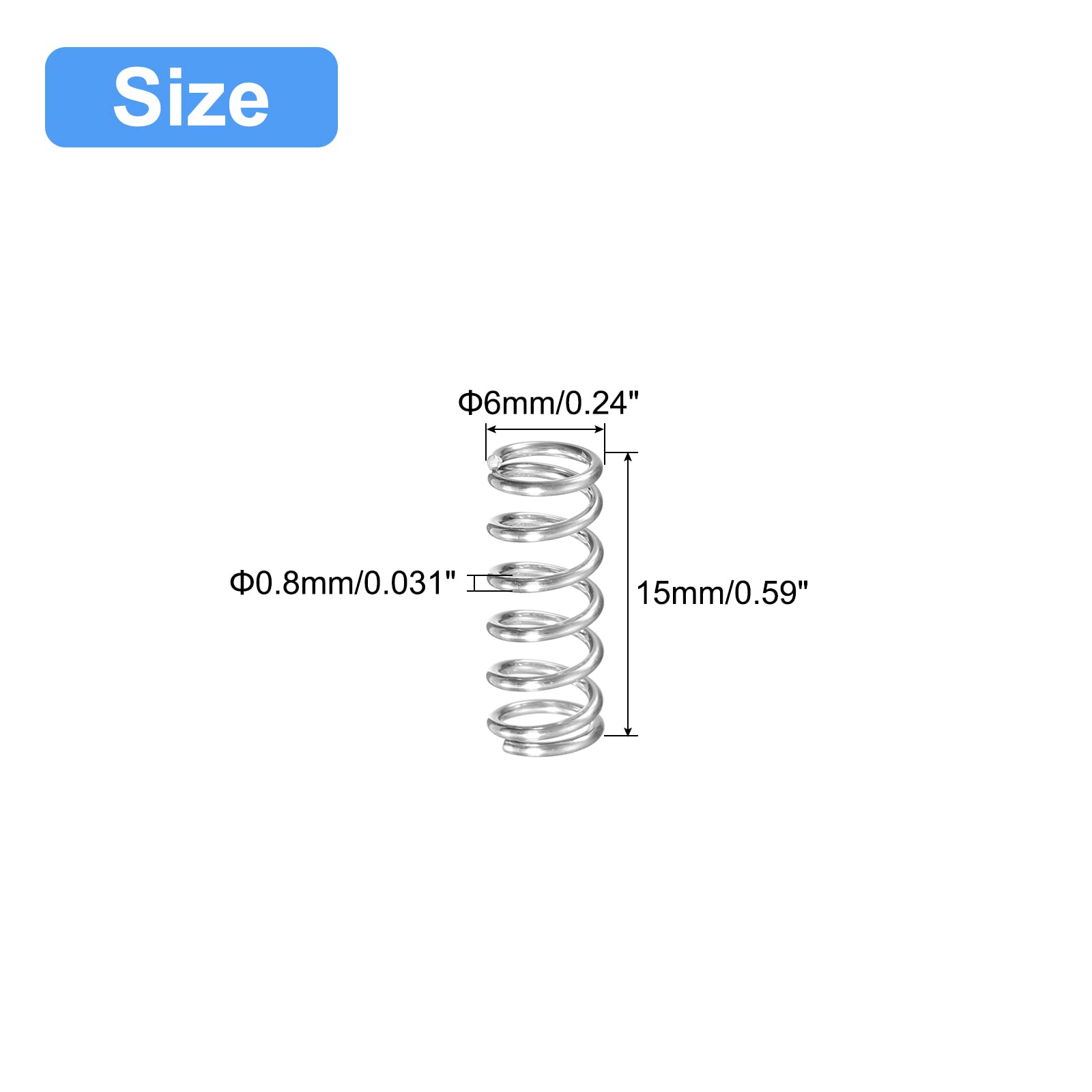 Molle A Compressione In Acciaio Inox 304 - 15 Pezzi Da 8 Mm X 40 Mm Per Elettrodomestici E Motori