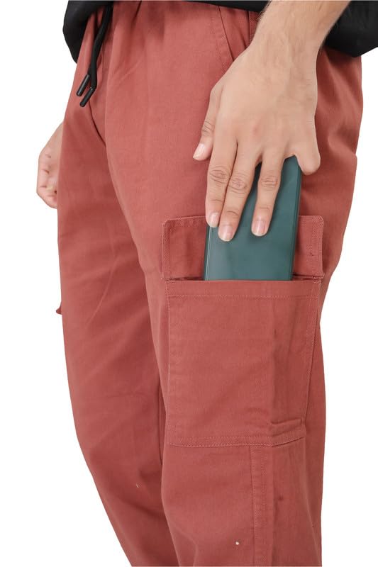 Image of UNOseven Boys Cotton Cargo Jogger Pant - Slim Fit - Coral - Size XL