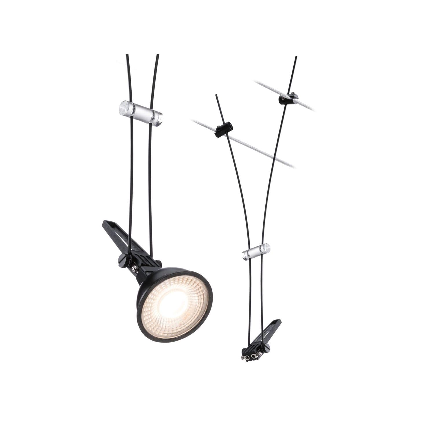 Paulmann 94489 CorDuo Système de Câbles Spot Individuel Comet DC 12V max. 50 watt Éclairage Extensible Noir Mat Métal GU5,​3 Système de Câbles sans Ampoules