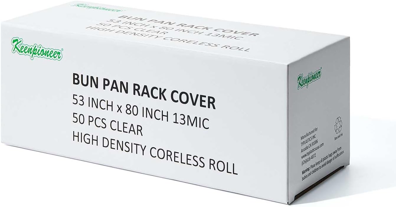 Keenpioneer Disposable Bun Pan Rack Cover Rolls, 53x 80 Inch, Clear (Case of 50)