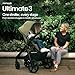 Mompush Ultimate 3 Full Size Baby Stroller - All-Terrain Large Wheels with Full Suspension, Reversible & Extendable Seat, One-Second Compact Fold