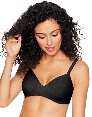 Hanes Ultimate Women's T-Shirt Bra Soft Foam Wirefree, Black Micro Dot, 34A