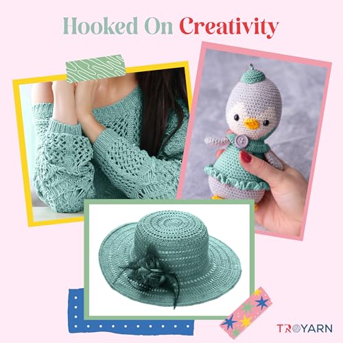 Image of TROYARN Summer (2- Skeins Pack) Silk Effect Hand Knitting Yarn Crochet Art Lace Craft 100% Microfiber Acrylic 2x100 gr (2x383 yds) (105463 - Dark Mint)