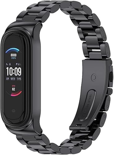 MIJOBS Correa para Amazfit Band 5 correa de repuesto de metal correa de reloj compatible con Amazfit 5 Fitness Tracker reloj inteligente cuentas