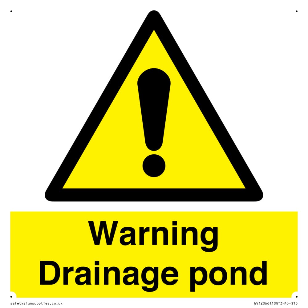 Warning Drainage pond Sign - 150x150mm - S15