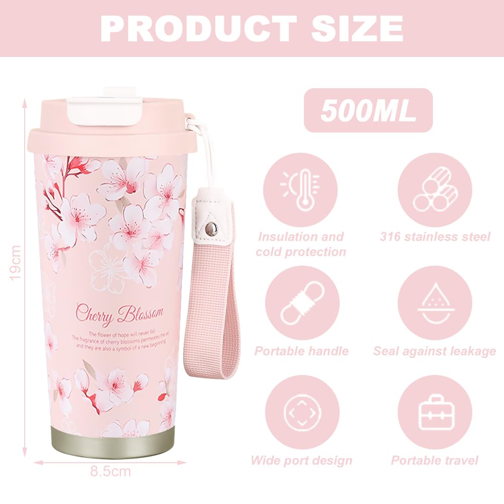 EACHPT Travel Mug,500ML Insulated Coffee Mug, Double-Wall Stainless Steel - Image 2