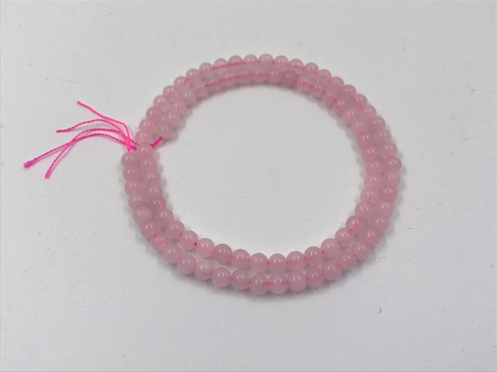 Purcii 4mm Round Glass Beads About 90pcs for Manual (Pink)