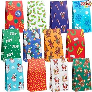 Joiedomi 72 Stück Weihnachtsgeschenktüten mit Motiven
