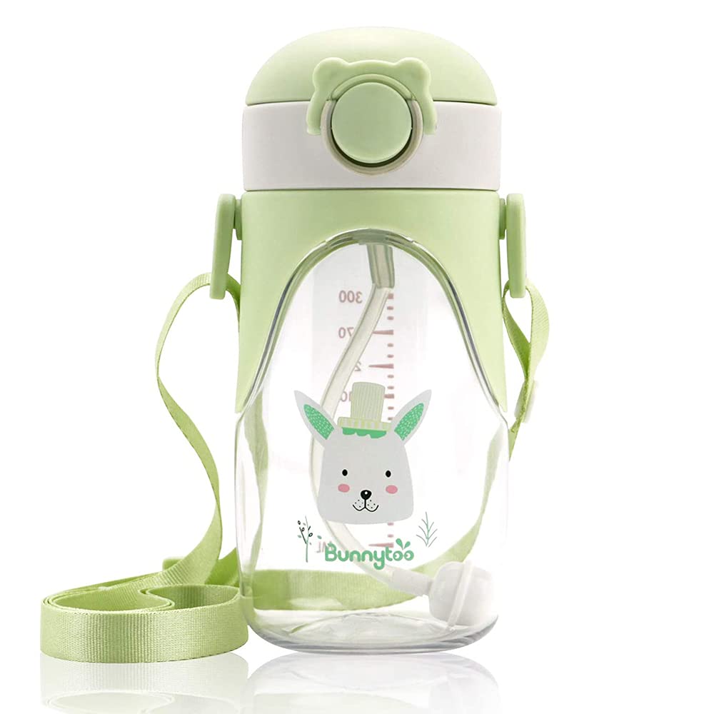 Bunnytoo 400 ml Training Cup,1 Bicchiere Antigoccia Bambini,con Beccuccio Ergonomico in Silicone,Una Tazza 6+Mesi per Imparare a Bere,Tazza Starter Cup Con Cinghie e Beccuccio,senza BPA-Verde