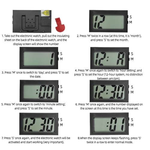 Image of Small Digital Clock,Portable Travel Clock,Classroom Bedroom Bathroom Glass Car Motorcycle Dashboard Mini Clock Battery Operated Self Adhesive (3, Black)