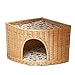 ZUOZUOZUO Cucciolata di Vimini Rattan Lettiera Gatto Nido Gatto Gabbia Ventilatore Triangolo Lettiera Cane Piccolo Lavabile Quattro Stagioni Legno Universale Colore 47X47X35Cm