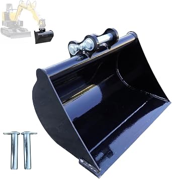 500mm Mini Excavator Mud Bucket Attachment with Two Pins for 1-1.5T Small Excavators Flat Tooth Trenching Backhoe for Landscaping/Digging/Mud Work 500MM Bucket