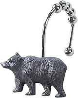 Vista 3 de Ganchos decorativos para ducha, 5 bolas de anillo de rodillo, ganchos de cortina de oso y alce para baño, juego de 12